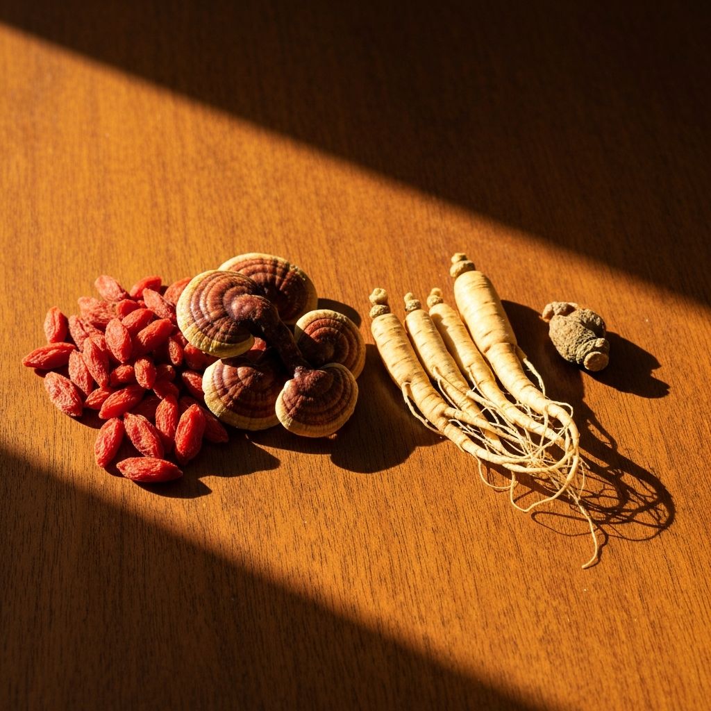 Asiatische Kräuter: Goji-Beeren, Reishi-Pilz, Ginseng